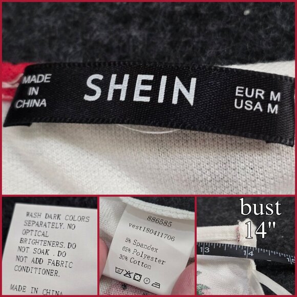 Shein ✦ Strawberry Print Halter Crop Top ✦ Tie-Back Cotton Blend White/Red M - Picture 8 of 11